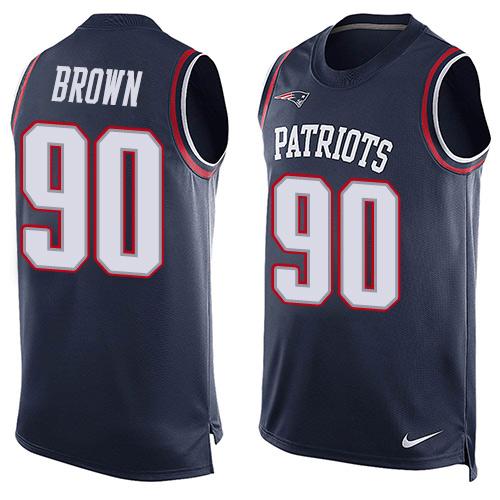 Nike Patriots #90 Malcom Brown Navy Blue Team Color Men's Stitched NFL Limited Tank Top Jersey